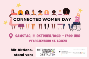 Beitragsbild für den Connected Women Day und dem Demokratie leben! Stand.